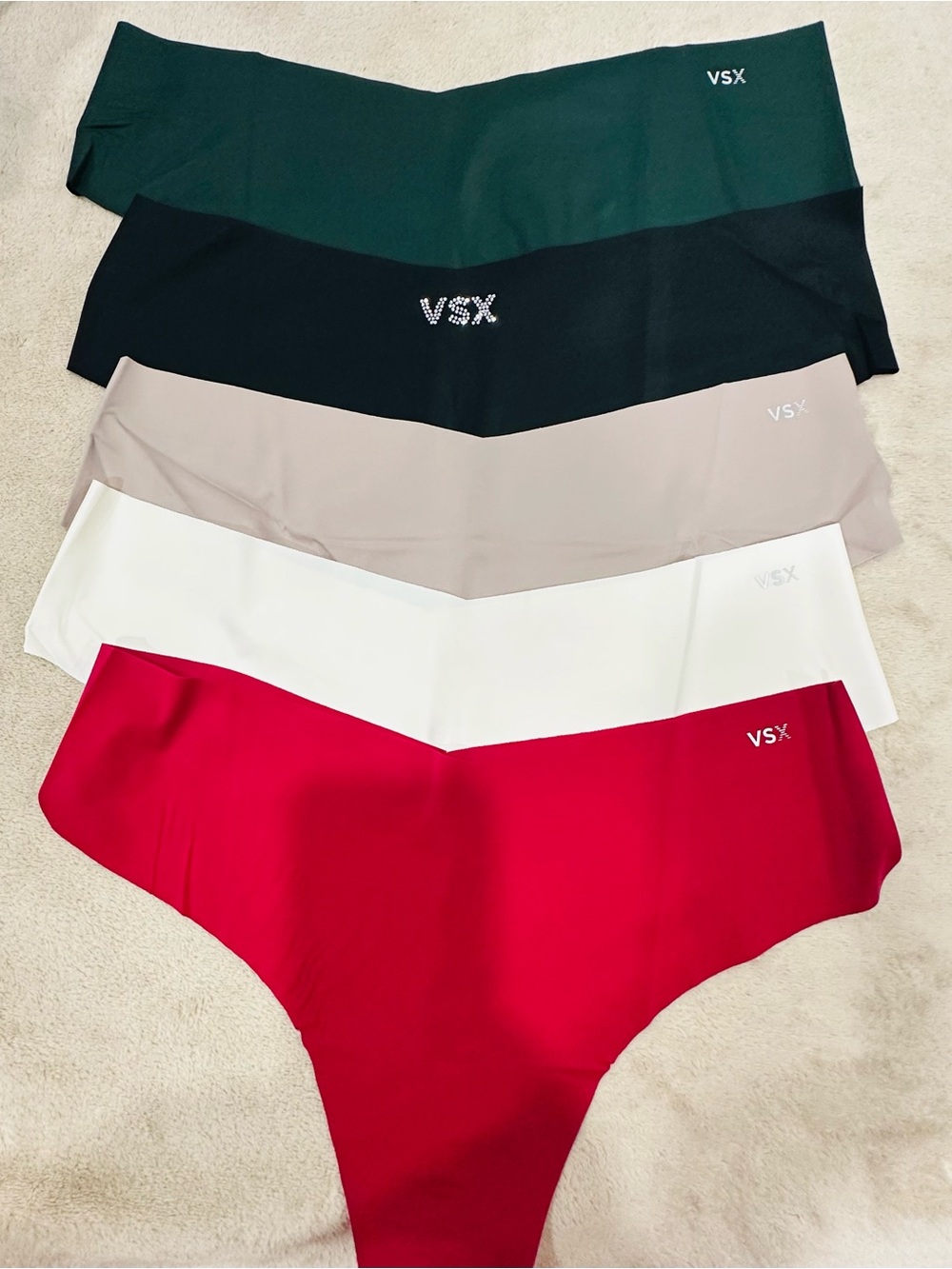 VICTORIA'S SECRET 5-Pack VSX No-Show Thong Panties Size XL  Multi Color